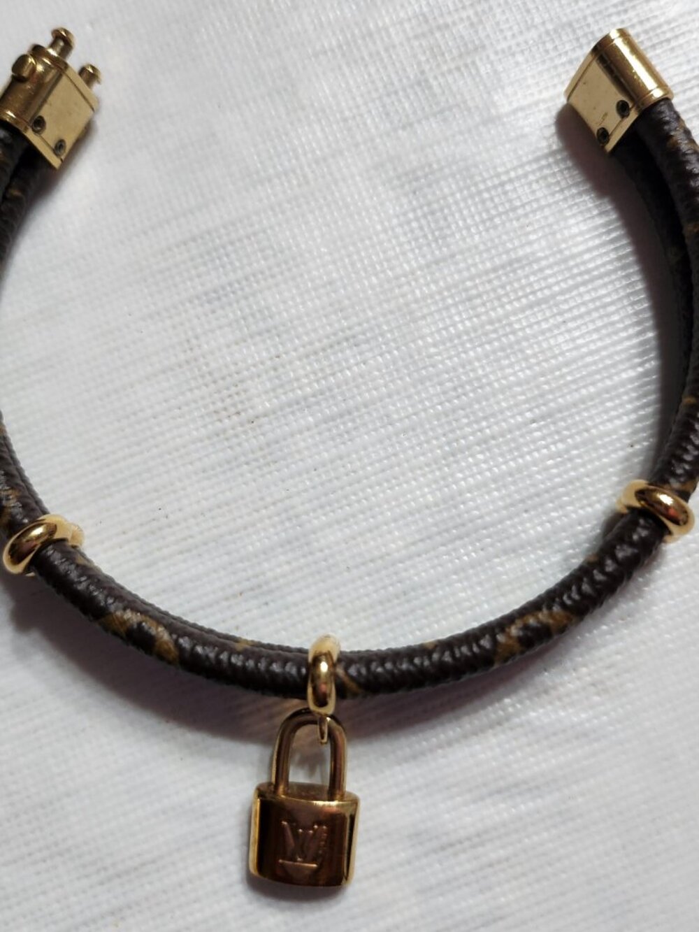 Louis Vuitton “Keep It Twice” Monogram Canvas Bracelet With Padlock Charm View 2